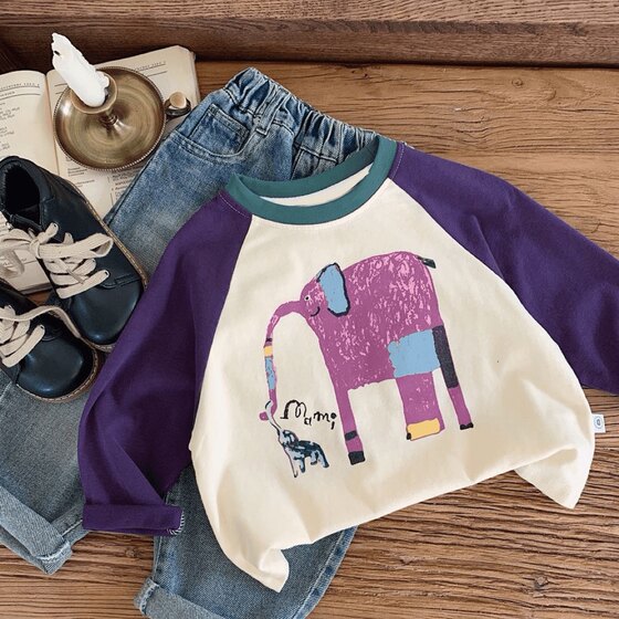 
Boys Long Sleeve T-shirt 2024 Autumn New Children's Soft Casual Cartoon Versatile Fashion Ragsleeves Top Trendy