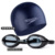 [set 1] imported 2nd generation black goggles + blue silicone swimming cap 