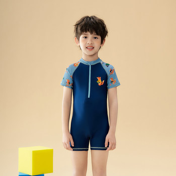 Sanqi new boys half cuff zipper swimsuit one-piece
