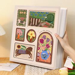 Laminated Photo Album, Commemorative Album, DIY Handmade Self-Adhesive Couple's Polaroid 3-Inch 56 Photo Storage Album, Retro