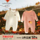 Baby onesies, spring and autumn baby crawlers for men and women, cute autumn and winter clothes, long-sleeved boneless pullover pajamas