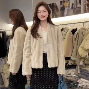 
ZJA.SHANG588157 Waterproof Mink Fur Jacket Women's Short Thickened High-Quality Fur One-piece Jacket Top