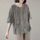 100% pure cotton round neck mid-cuff pocket T-shirt printed Korean style fashionable versatile loose women's high-end shirt for women