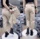 New high-waist khaki denim harem pants for spring 2025, women's loose age-reducing retro slimming nine-point pants trendy
