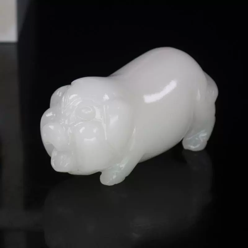 天然白玉石十二生肖猪摆件站立猪吉祥物招财家居客厅装饰工艺礼品 