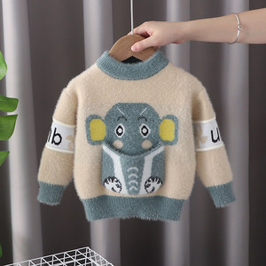 
Boys' Autumn and Winter Sweater Thickened 2025 New Striped Knitted Sweater Children's Boys Pullover Medium and Big Children's Western Style Bottoming