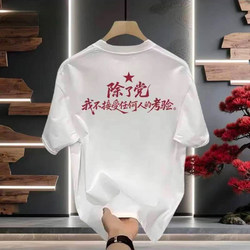 Summer New Style Chinese-Inspired Personalized Text Creative Print Men's Loose Heavyweight Pure Cotton Short-Sleeve T-Shirt ins Top