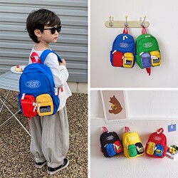 Children's Spring Outing Bags, Japanese and Korean Color-Blocking Kindergarten School Bags, Trendy Boys' Backpacks, Outdoor Fashion Girls' Backpacks