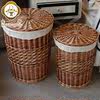Golden willow rattan straw weaving dirty clothes storage basket bathroom bedroom storage box round storage basket with cover large