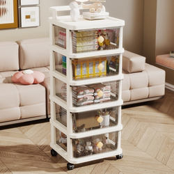 Snack Storage Cabinet, Small Trolley, Floor-Standing Drawer-Type Storage Shelf, Multi-Layer Household Storage Cabinet for Children's Toys and Miscellaneous Items