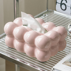 Nordic Home Light Luxury Ceramic Tissue Box Ornament for Living Room, High-End Tissue Box, Creative Household High-End Feel for Dining Table