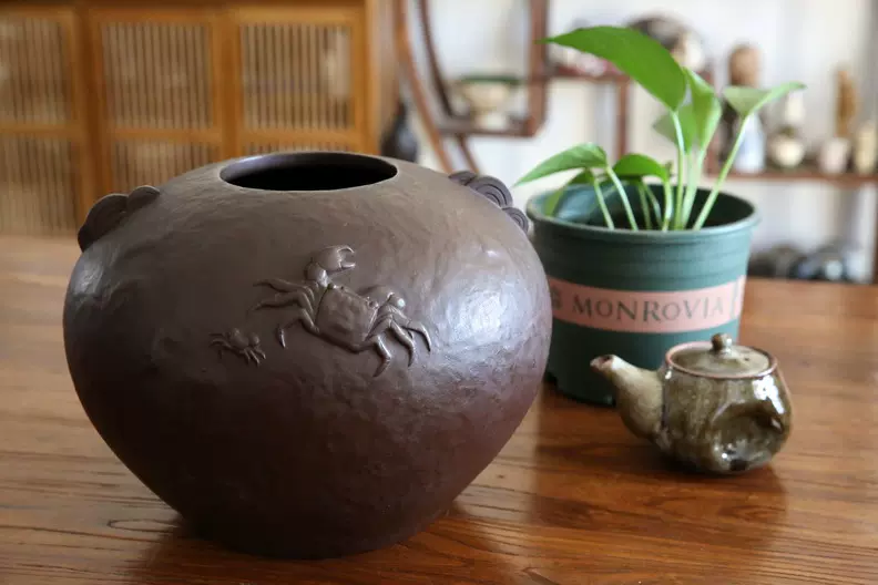 日本製 銅製 螃蟹装飾 花瓶 置物 日本製 銅製 螃蟹装飾 花瓶 置物 日本铜