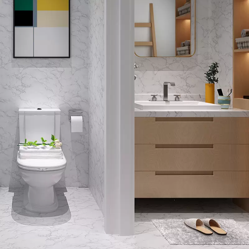 大理石地板贴自粘墙纸浴室防水地贴卫生间地砖贴瓷砖墙贴