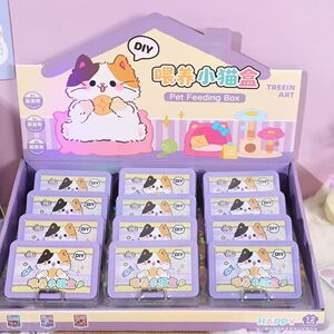 
Feeding pet box diy miniature cat cute pet home tin box mini scene decoration cute grain tin box toy