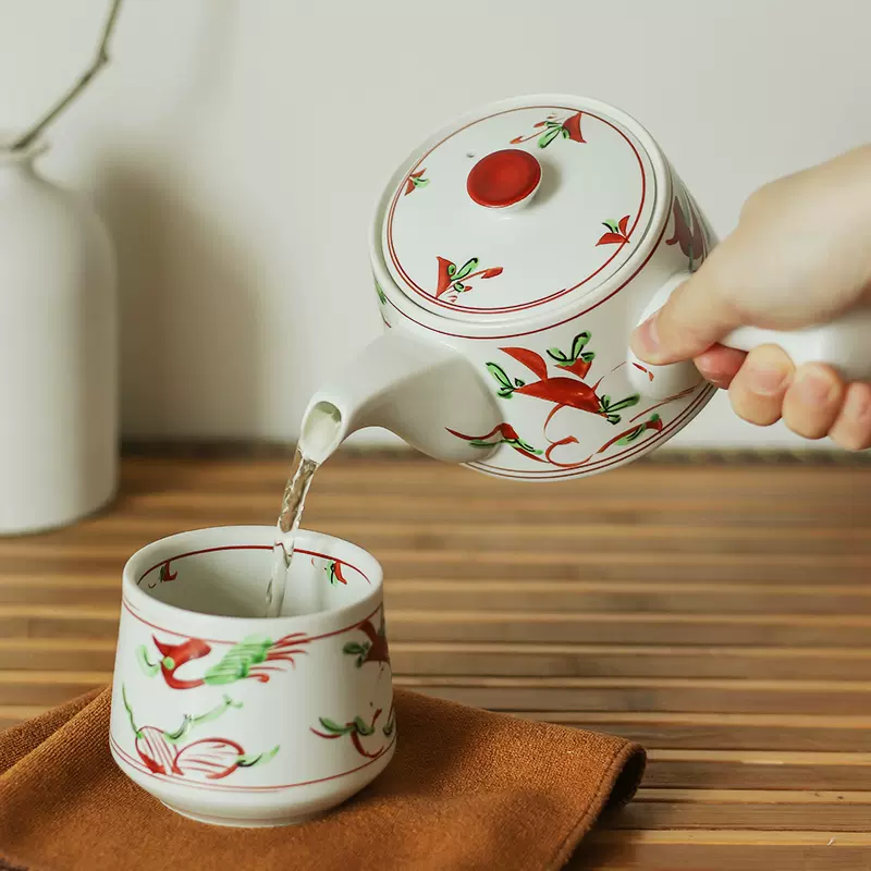 清仓日本伊万里陶芸手工赤绘陶瓷茶具茶壶公道片口杯茶杯汤吞杯-Taobao