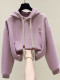 Hooded short sweatshirt for women in spring and autumn 2025 new loose and fashionable fashionable cartoon embroidered small top
