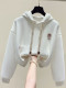 Hooded short sweatshirt for women in spring and autumn 2025 new loose and fashionable fashionable cartoon embroidered small top
