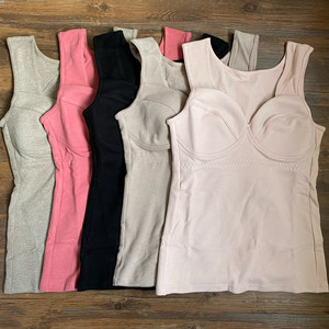 
DeRong thermal underwear women's slim fit top all-in-one with breast pads autumn and winter vest bra cup vest