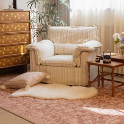 Yiwo Lazy Style Soufflé Single Seat Linen Fabric Sofa, Fully Removable and Washable, Suitable for Small Living Rooms, Straight Row Design