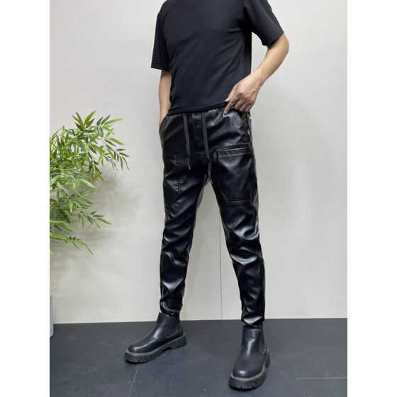 Autumn and winter men with velvet warm takeaway mobile phone windproof windproof and pants, handsome loose workmanship Harlen pants
