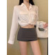 2025 early spring new Korean version of fashionable zipper slim and versatile splicing suit skirt for women's skirt trendy
