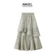 
Ruffled floral skirt for women in summer new versatile elastic waist slit long skirt cake skirt D8932