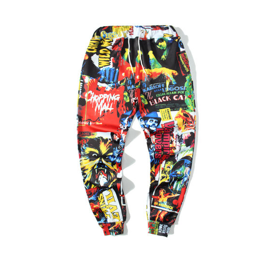 
Original American gradient wolf print trousers with cuffed leggings, leggings, sports casual pants, same style for men and women