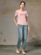 Yizhi Manor 2025 summer new pink loose short short sleeve T-shirt base shirt embroidered women's top 2251501