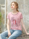 Yizhi Manor 2025 summer new pink half-sleeved short loose meat-covered embroidered T-shirt short-sleeved T-shirt for women
