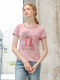 Yizhi Manor 2025 summer new pink half-sleeved short loose meat-covered embroidered T-shirt short-sleeved T-shirt for women
