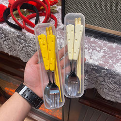 ins-Piece Cutlery Set with Chopsticks, Spoon, and Fork for Students, Adults, Office Workers, Outdoor Portable Cutlery Storage Box