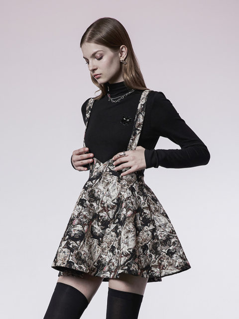2024 new dark strap skirt for autumn women's high waist A-line skirt Hong Kong flavor
