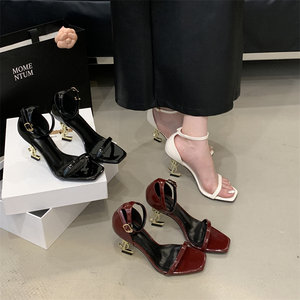 High-end women's high-end style high heels for women's summer new letter heels sexy open-toe temperament fashion sandals