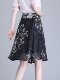 Women's summer mid-skirt 2024 new floral skirt elastic slim chiffon a-line skirt versatile printed small umbrella skirt