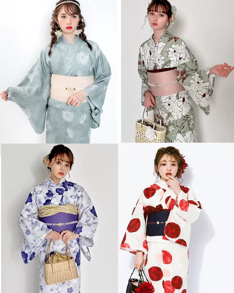 grl女多花色全棉日本和服浴衣可愛風均碼腰部摺疊單件衣服微瑕-Taobao