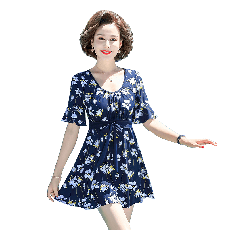 Mom swimsuit women covering their belly and making them look slim and conservative in conjunction with middle-aged and elderly people taking hot springs for 2025 summer new large-size swimsuit