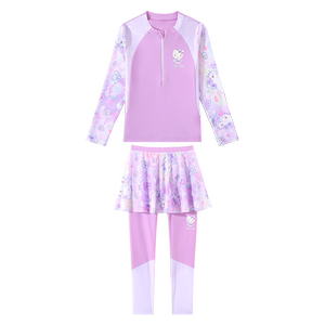 
Children's swimsuits, girls split long sleeves, trousers, Hellokitty2025 sun protection swimsuits, medium and large children's swimsuits