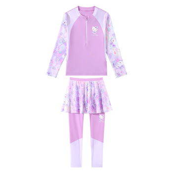 Children's swimsuit girls split long -sleeved long -sleeved trousers sunscreen
