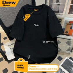 Drew American-Style Heavyweight Summer Outfit Embroidered Short-Sleeve T-Shirt for Men and Women Trendy Brand Loose Couple Pure Cotton Half-Sleeve T-Shirt