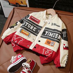 Boys' Motorcycle Jacket, Spring and Autumn 2026 New Style, Stylish Children's Stand-Up Collar Jacket, Baby Spring Clothing, Trendy Kids' Wear