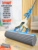 28cm thickened sponge mop + 2 cotton heads / sky blue [stainless steel telescopic rod] 