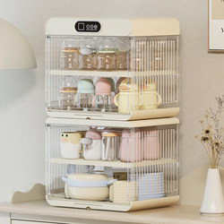 Baby Bottle Storage Box, Baby Tableware Sterilization Storage Box, Supplementary Food Tools, Bowl and Chopsticks Holder, Dustproof and Water-Draining Cup Cabinet