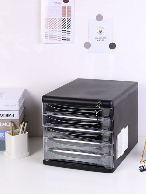 Deli desktop file cabinet plastic transparent drawer information small ...
