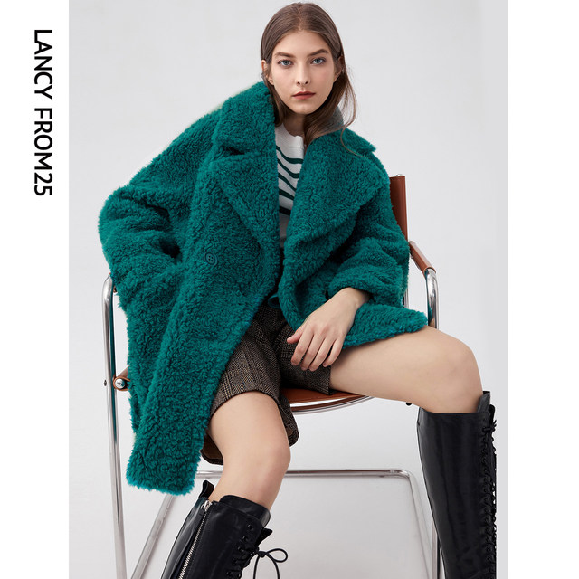 Langzi grain wool coat women's design new winter furry coat high-end