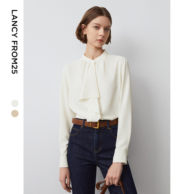 Design Sensory Lotus Leaves Edge Female 2024 Autumn New Sleeve French Female Shirt
