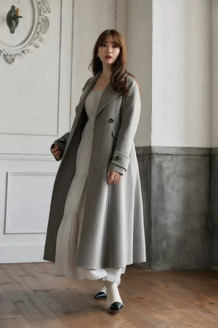 日代Herlipto Hamilton Wool River Coat 23AW 翻领系带大衣-Taobao