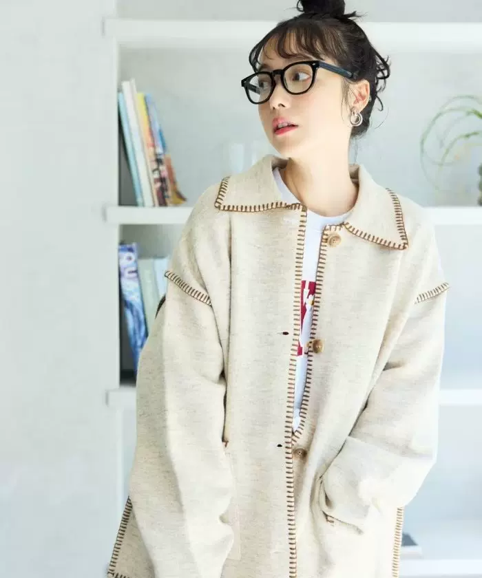 日代FREAK'S STORE knit jacket 23AW 休闲翻领针织开衫纽扣夹克-Taobao