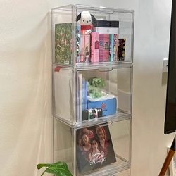 Acrylic Storage Box Transparent Display Box Book Rack Magazine Album Cd Vinyl Peripheral Collection Desktop Dustproof Cabinet