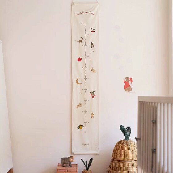 
Korean version of children's height ruler measurement hanging fabric embroidery creative illustration children's height hanging painting height ruler decoration