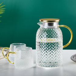 High-Temperature Resistant Glass Cold Water Pitcher, Cold Water Jug, Teapot, Water Kettle, Water Cup, Large Capacity Household Hospitality Explosion-Proof Water Set
